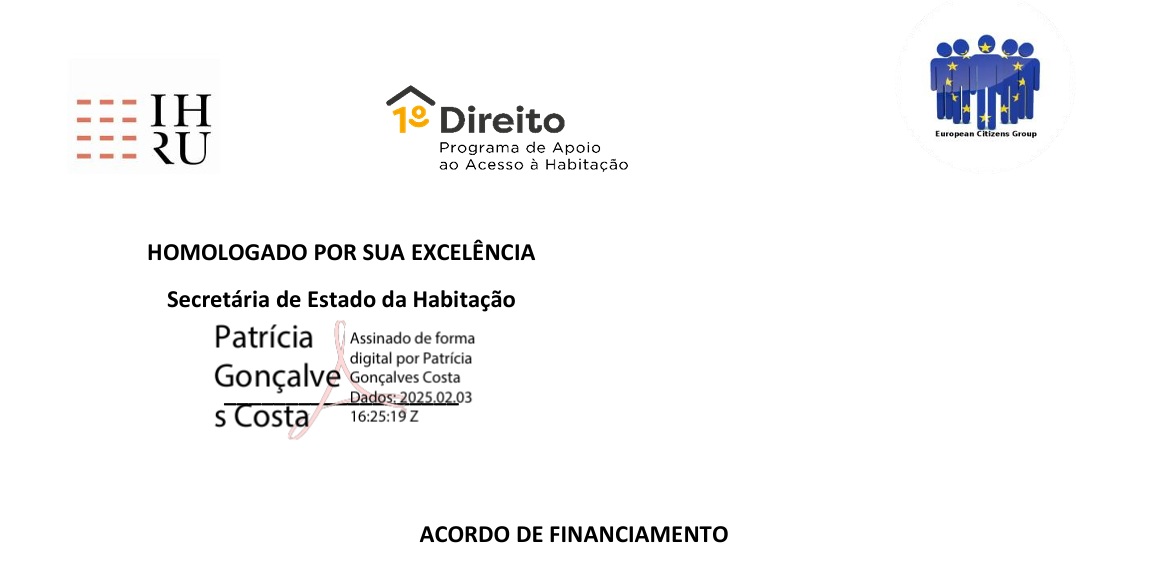 Concluído o processo de homologação de acordo com o IHRU